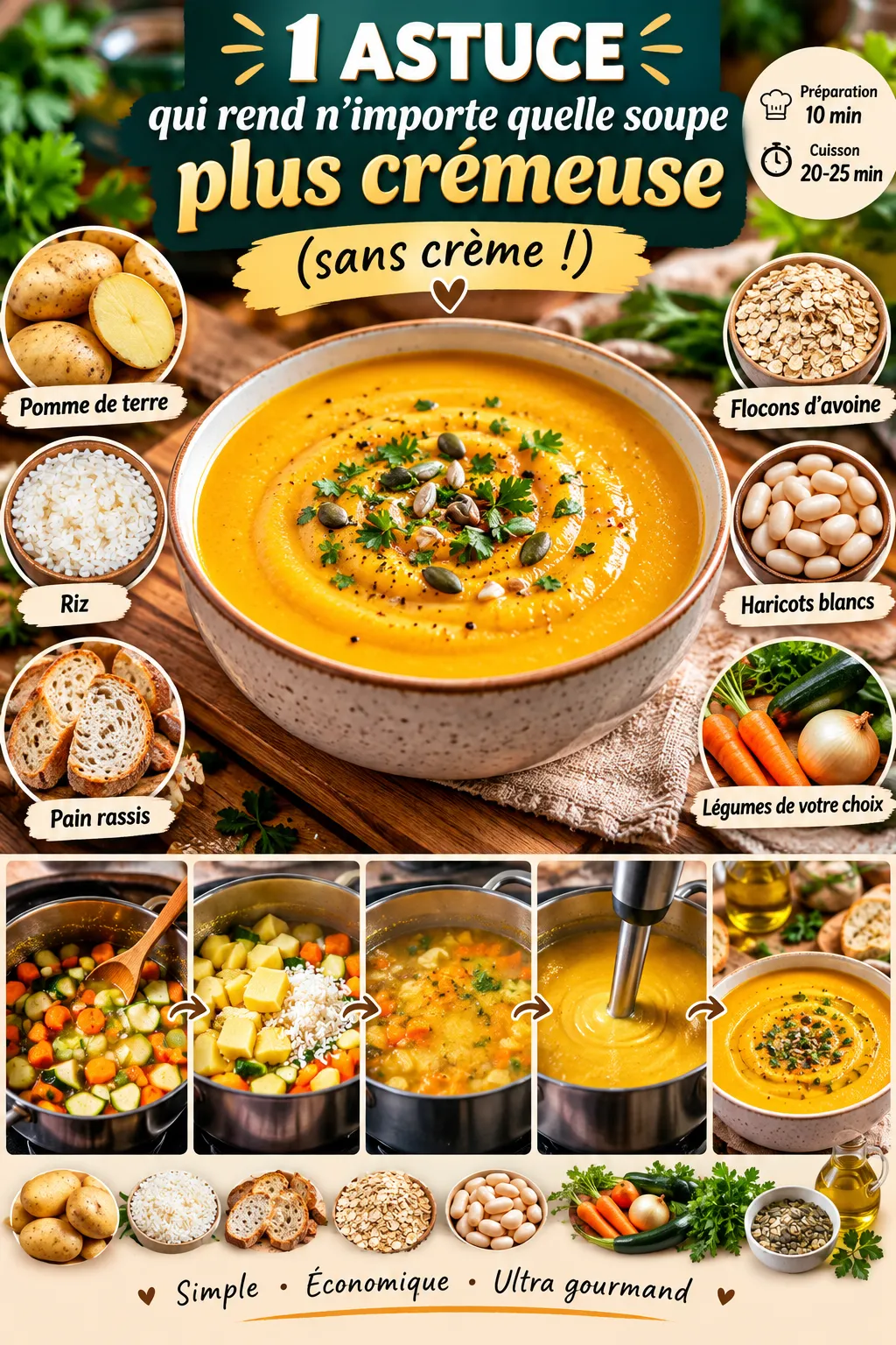 1 astuce qui rend n'importe quelle soupe plus crémeuse (sans crème !)