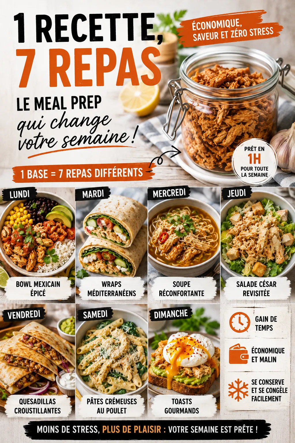 1 Recette, 7 Repas : Le Meal Prep Qui Change Votre Semaine (Et Votre Budget)