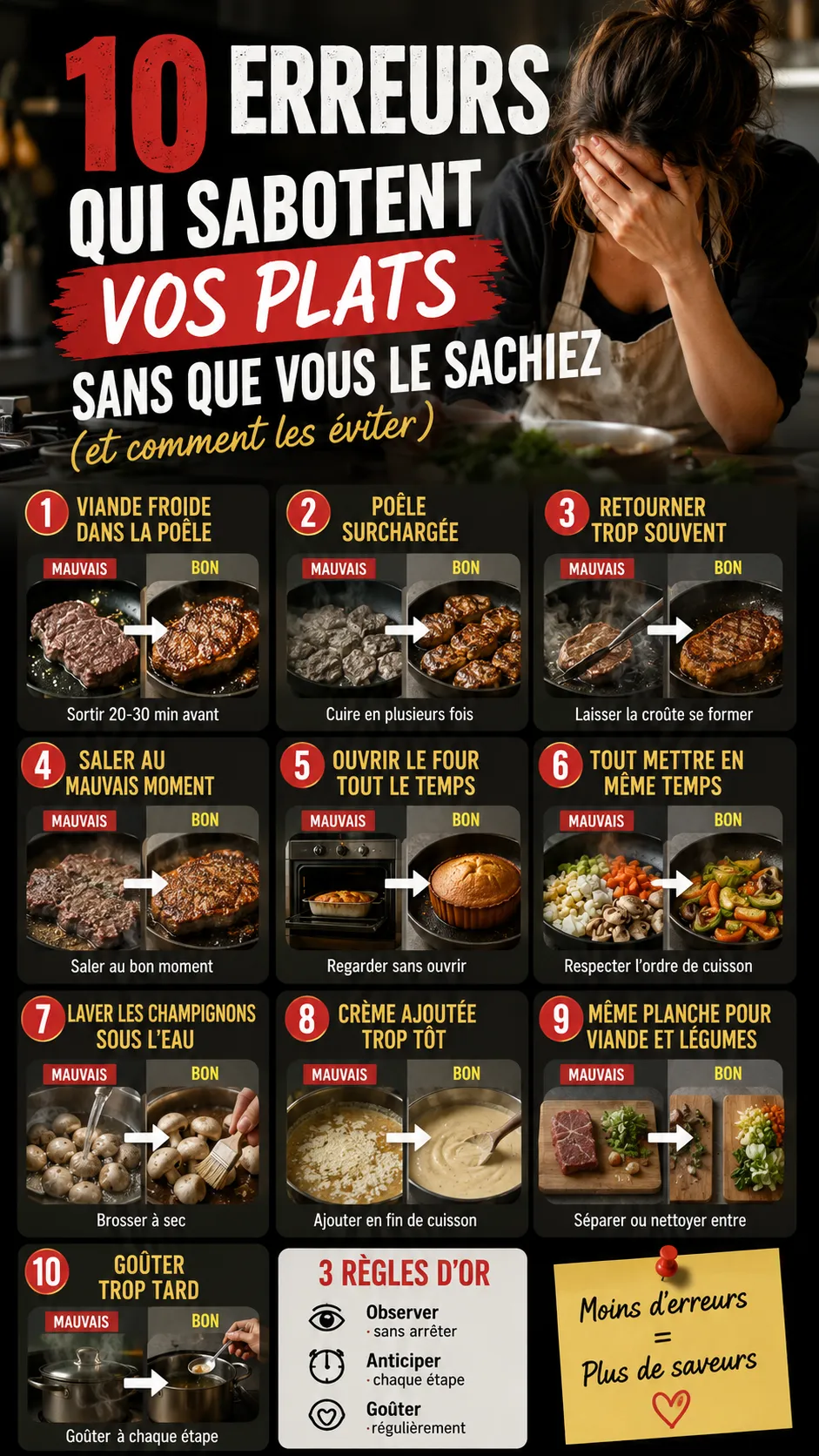 10 erreurs qui sabotent vos plats sans que vous le sachiez (et comment les corriger)