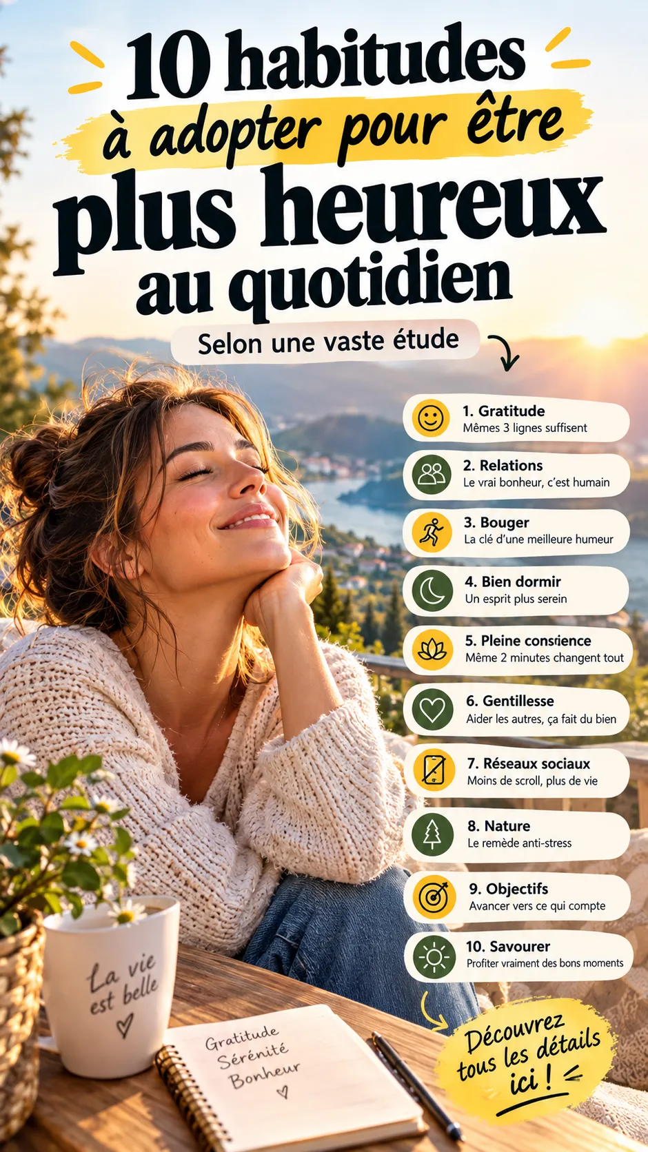 10 habitudes à adopter pour être plus heureux au quotidien, selon une vaste étude