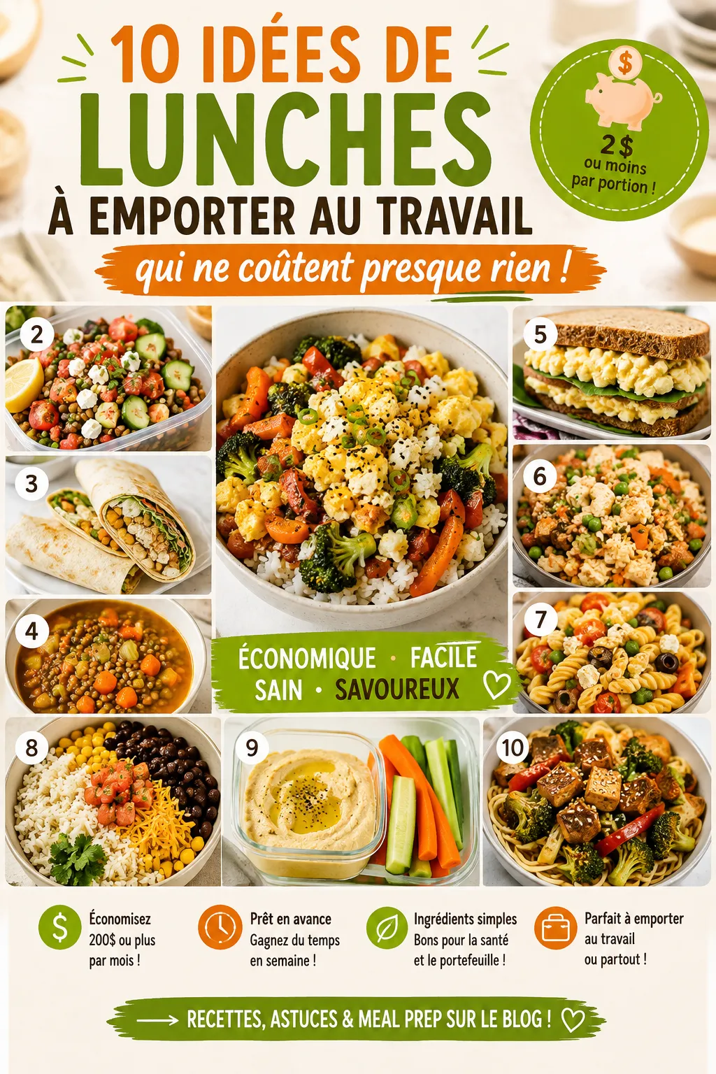 10 Idées De Lunches À Emporter Au Travail Qui Ne Coûtent Presque Rien
