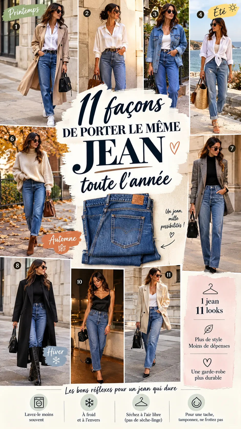11 façons de porter le même jean toute l'année