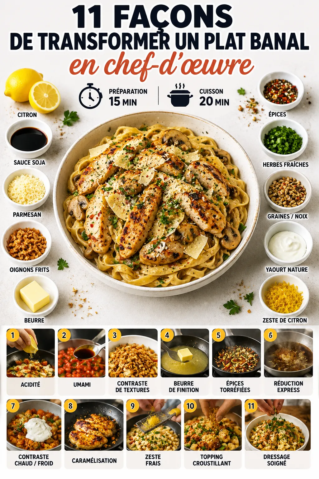 11 façons de transformer un plat banal en chef-d'œuvre — astuces de chef à connaître