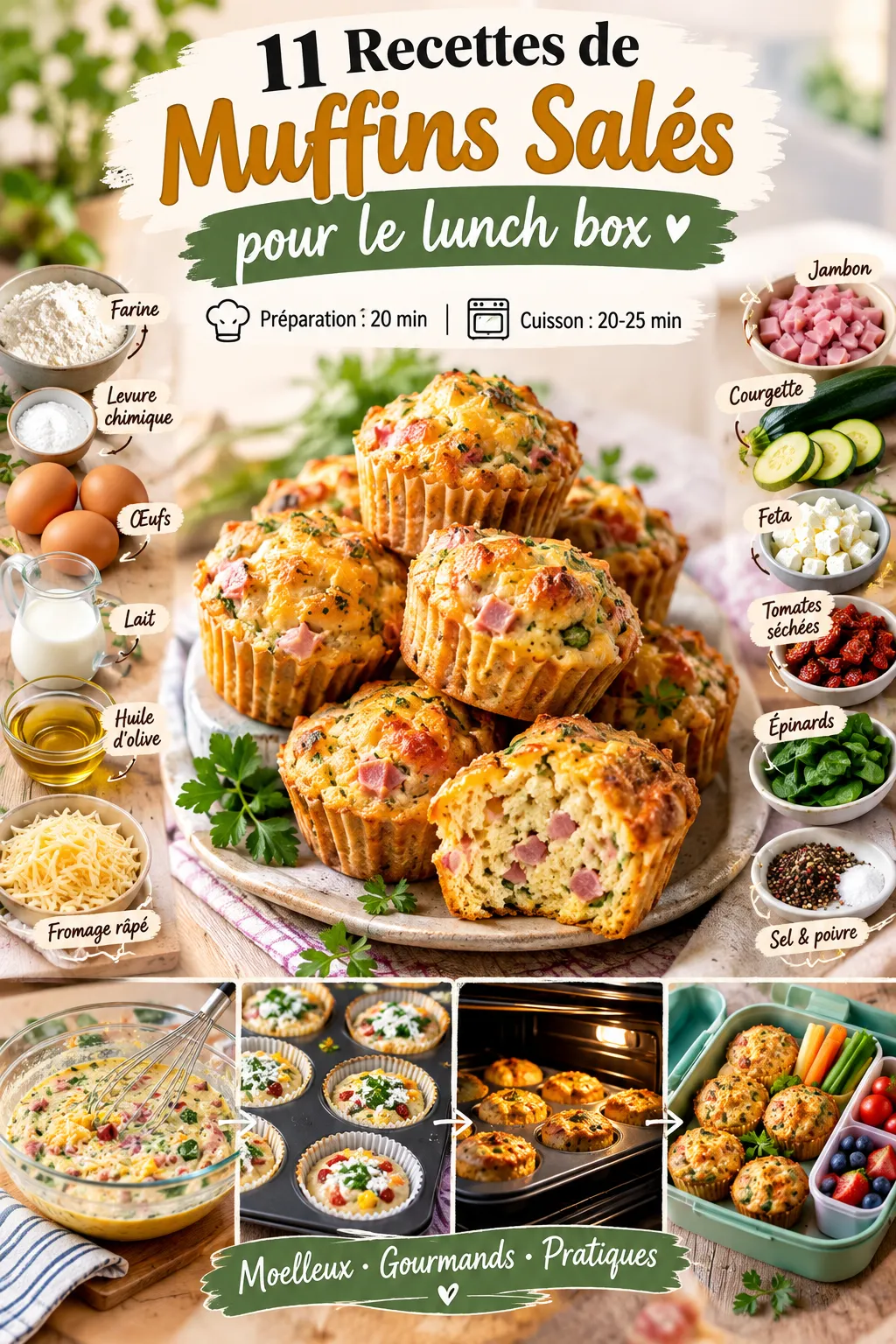 11 recettes de muffins salés pour le lunch box — faciles, rapides et gourmandes