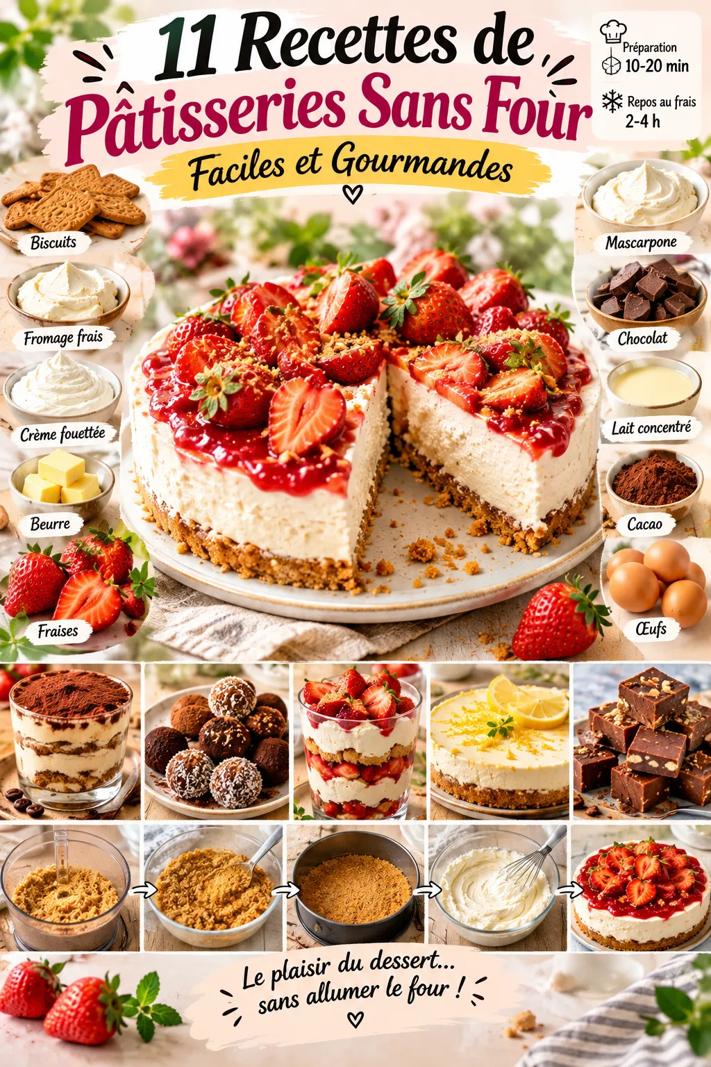 11 recettes de pâtisseries sans four faciles et gourmandes