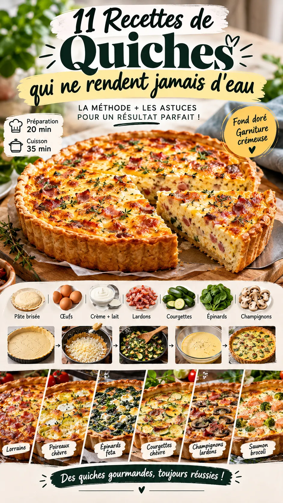 11 recettes de quiches qui ne rendent jamais d'eau (méthode infaillible)
