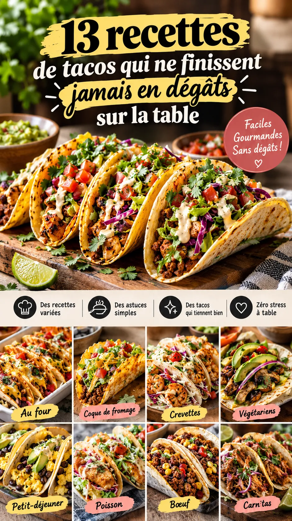13 recettes de tacos qui ne finissent jamais en dégâts sur la table