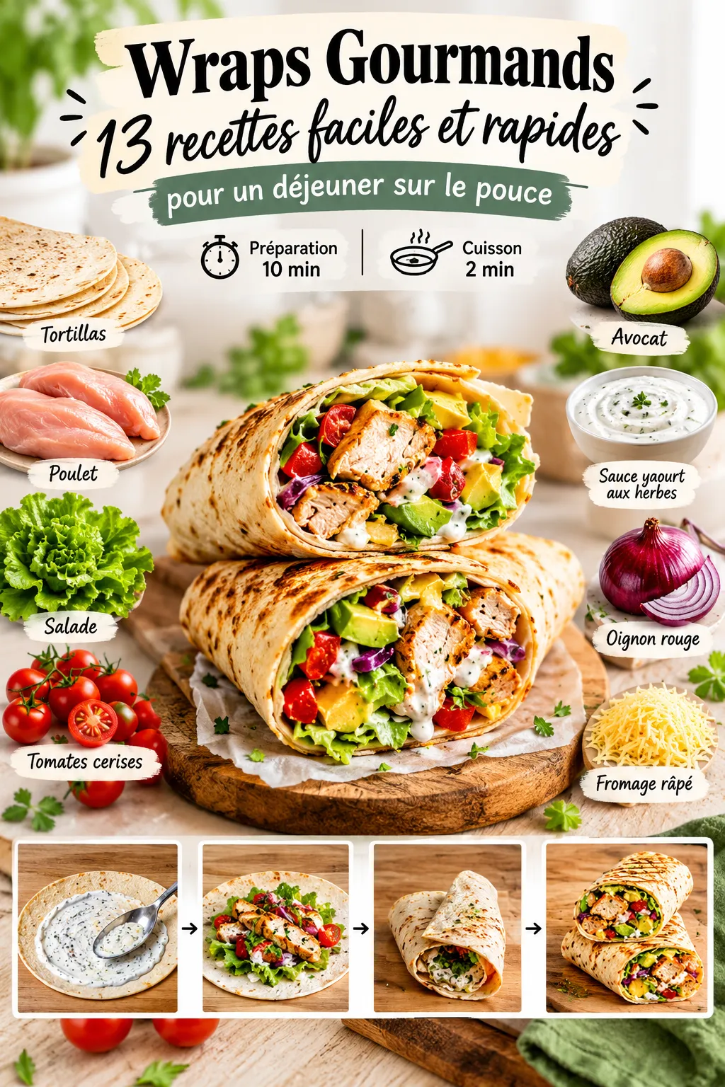 13 Recettes de Wraps Faciles et Rapides pour un Déjeuner sur le Pouce