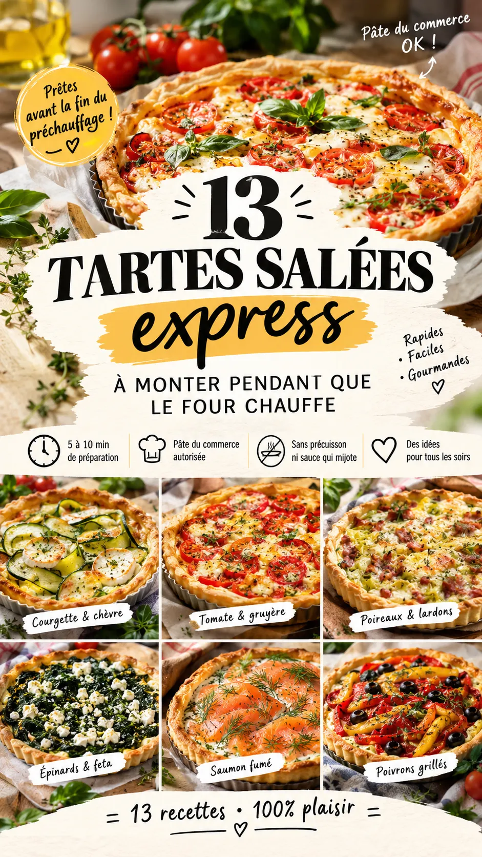 13 tartes salées express prêtes avant la fin du préchauffage