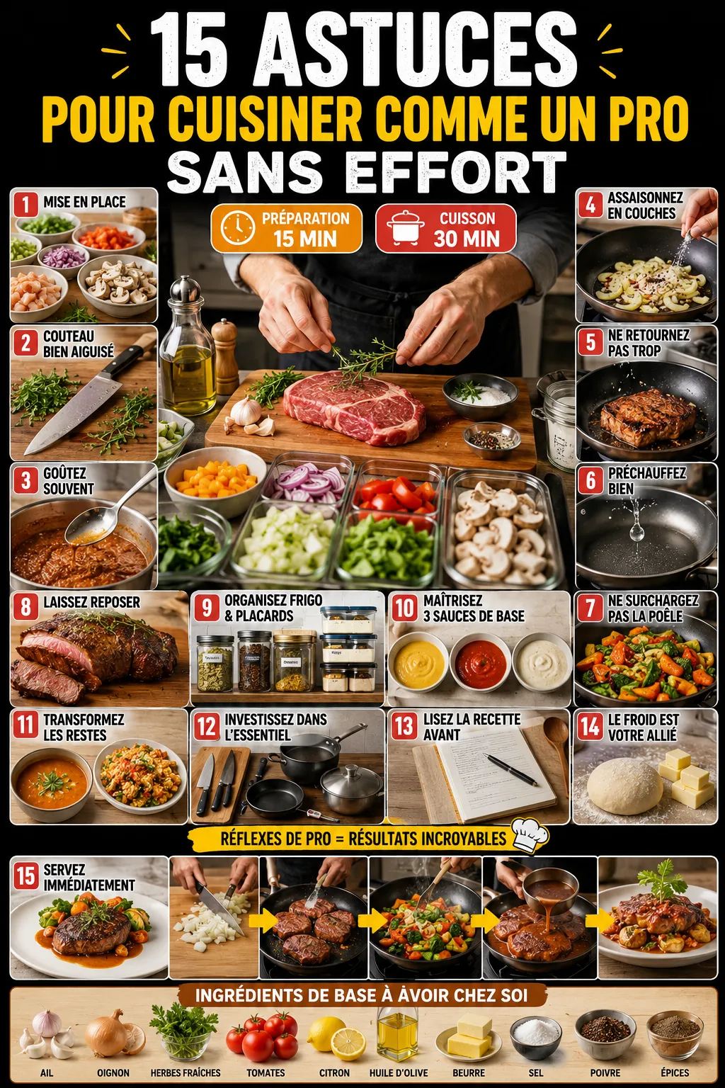 15 astuces pour cuisiner comme un pro sans effort (et sans y passer des heures)
