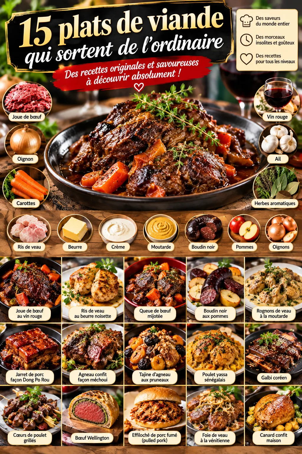 15 plats de viande qui sortent de l'ordinaire