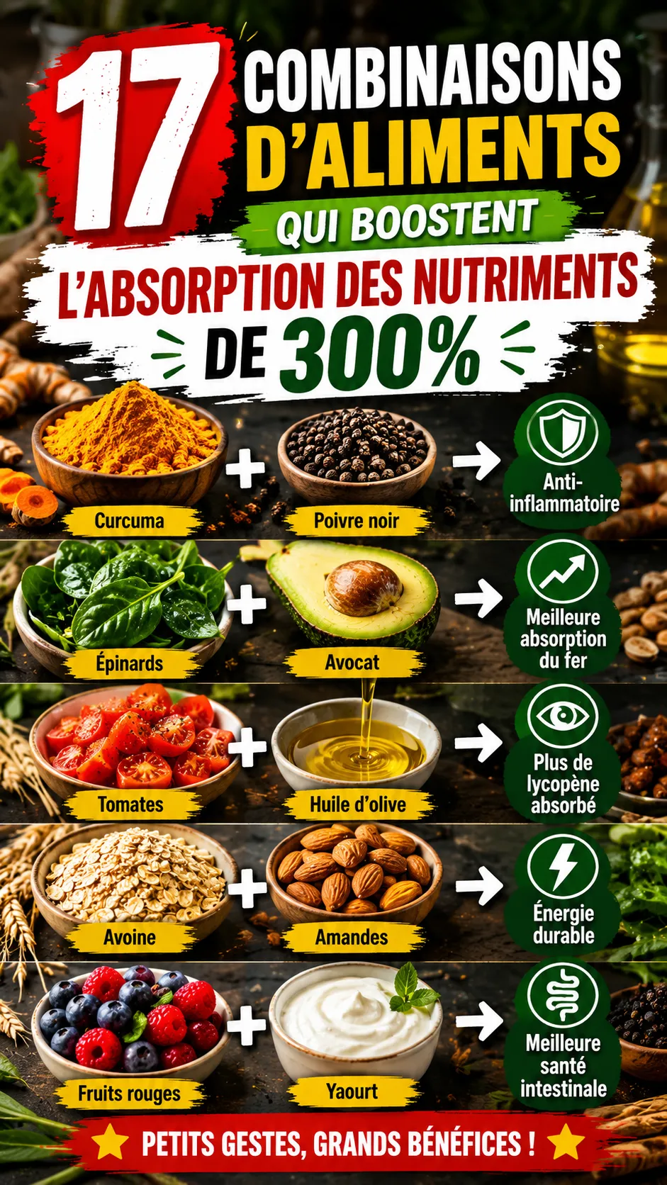 17 Combinaisons Alimentaires Qui Boostent L'Absorption Des Nutriments Jusqu'à 2000% (guide science)