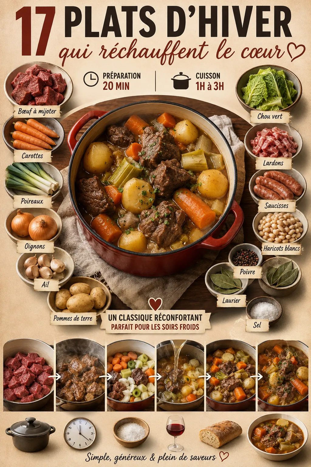 17 plats d'hiver qui réchauffent le cœur — recettes réconfortantes et astuces pratiques