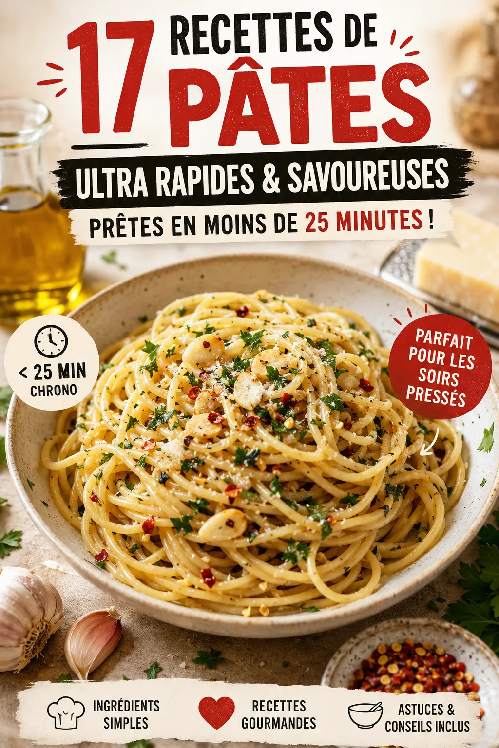 17 recettes de pâtes ultra rapides et savoureuses (prêtes en moins de 25 minutes)