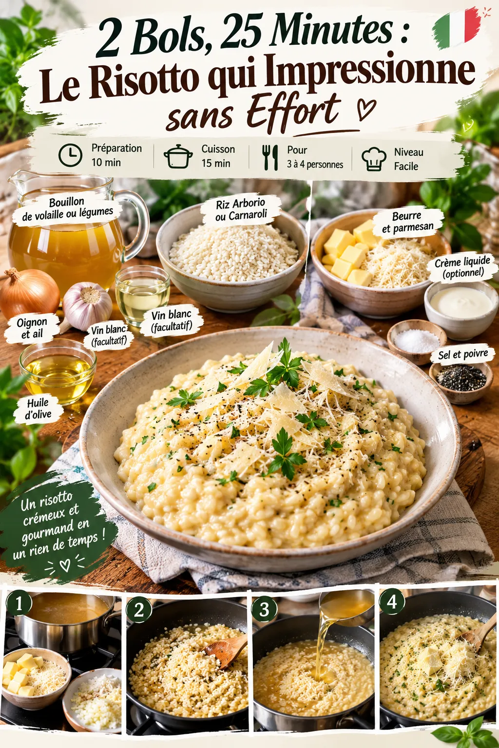2 Bols, 25 Minutes : Le Risotto qui Impressionne sans Effort