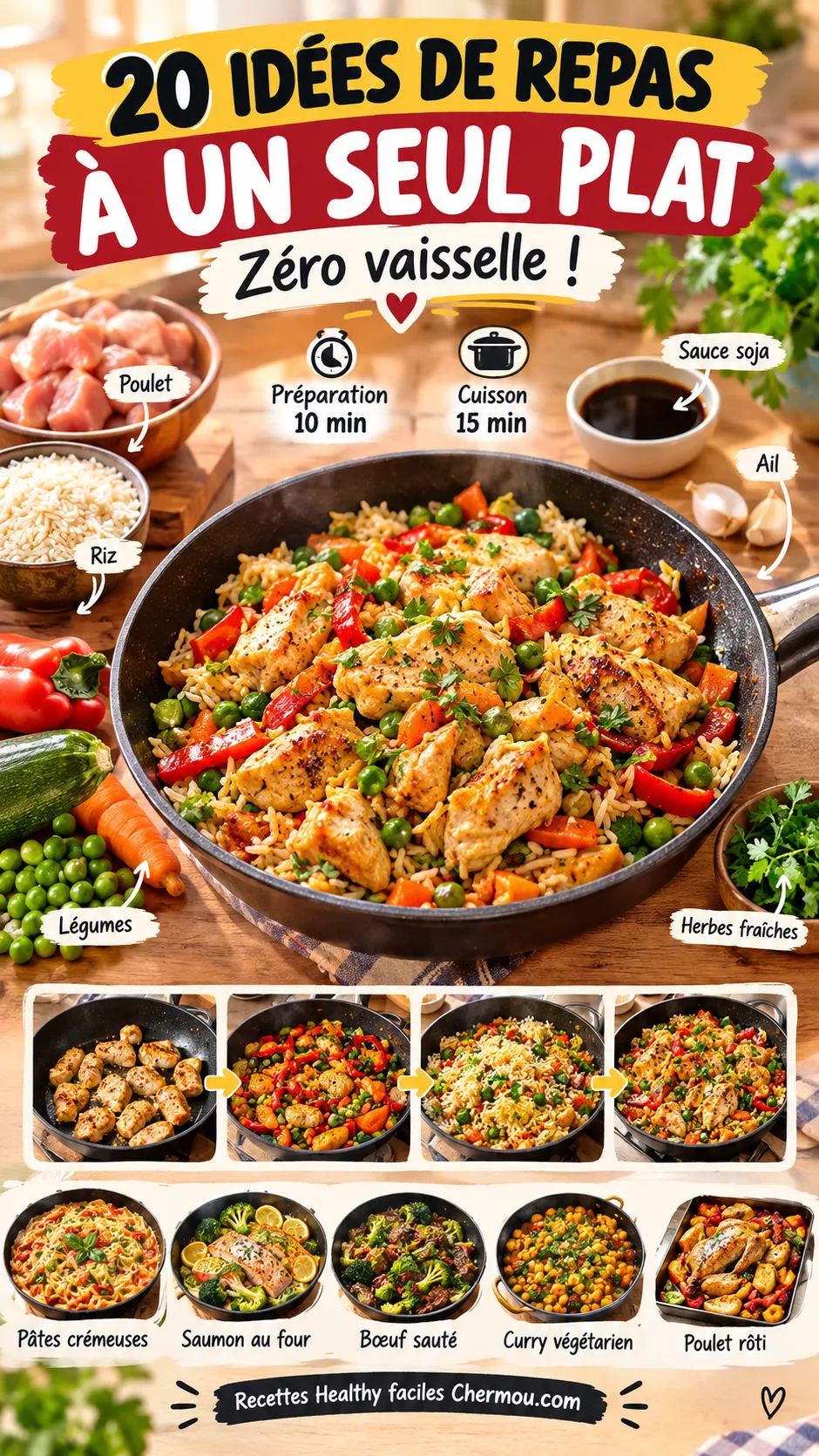 20 idées de repas à un seul plat (zéro vaisselle) — recettes faciles et rapides