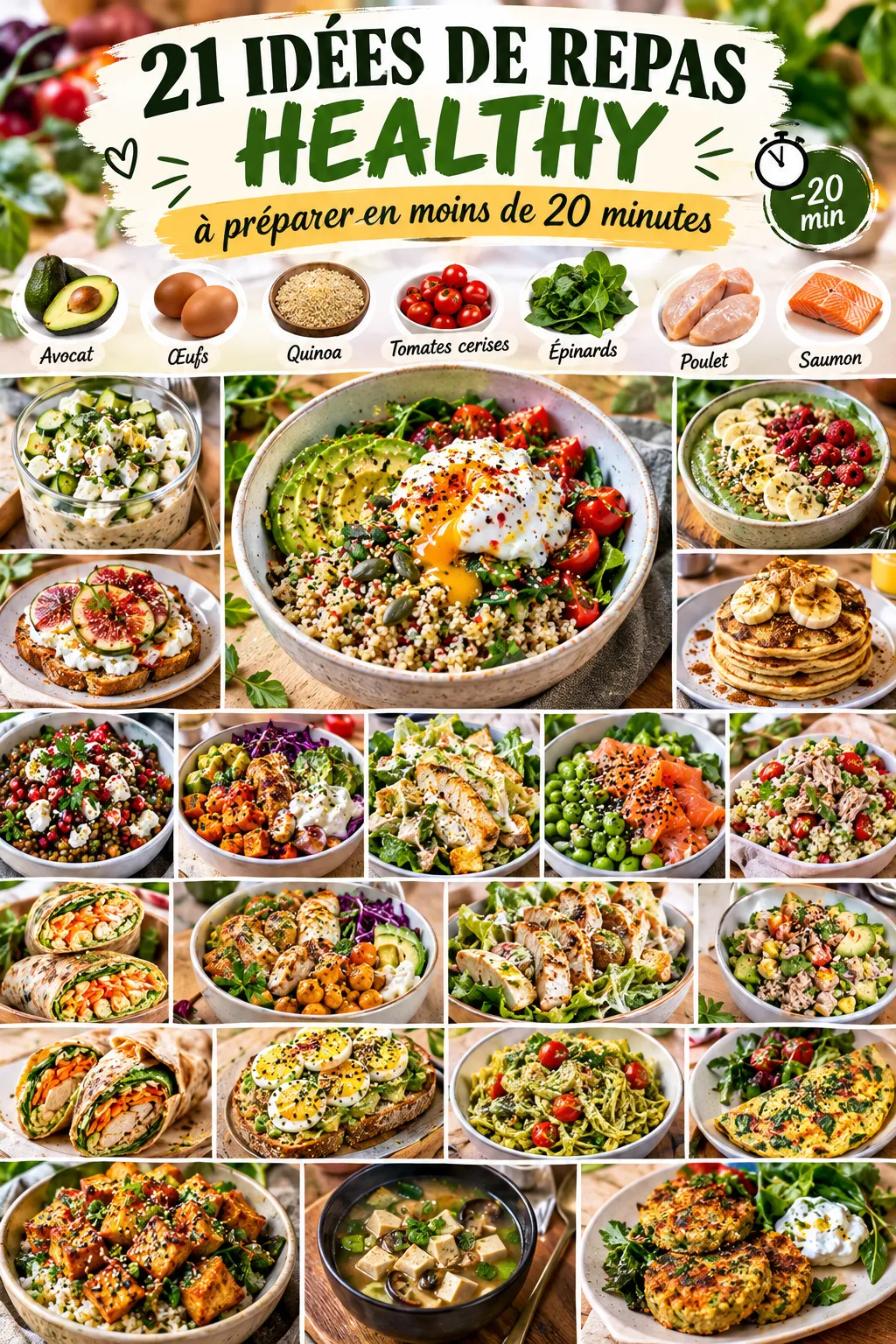 21 idées de repas healthy à préparer en moins de 20 minutes