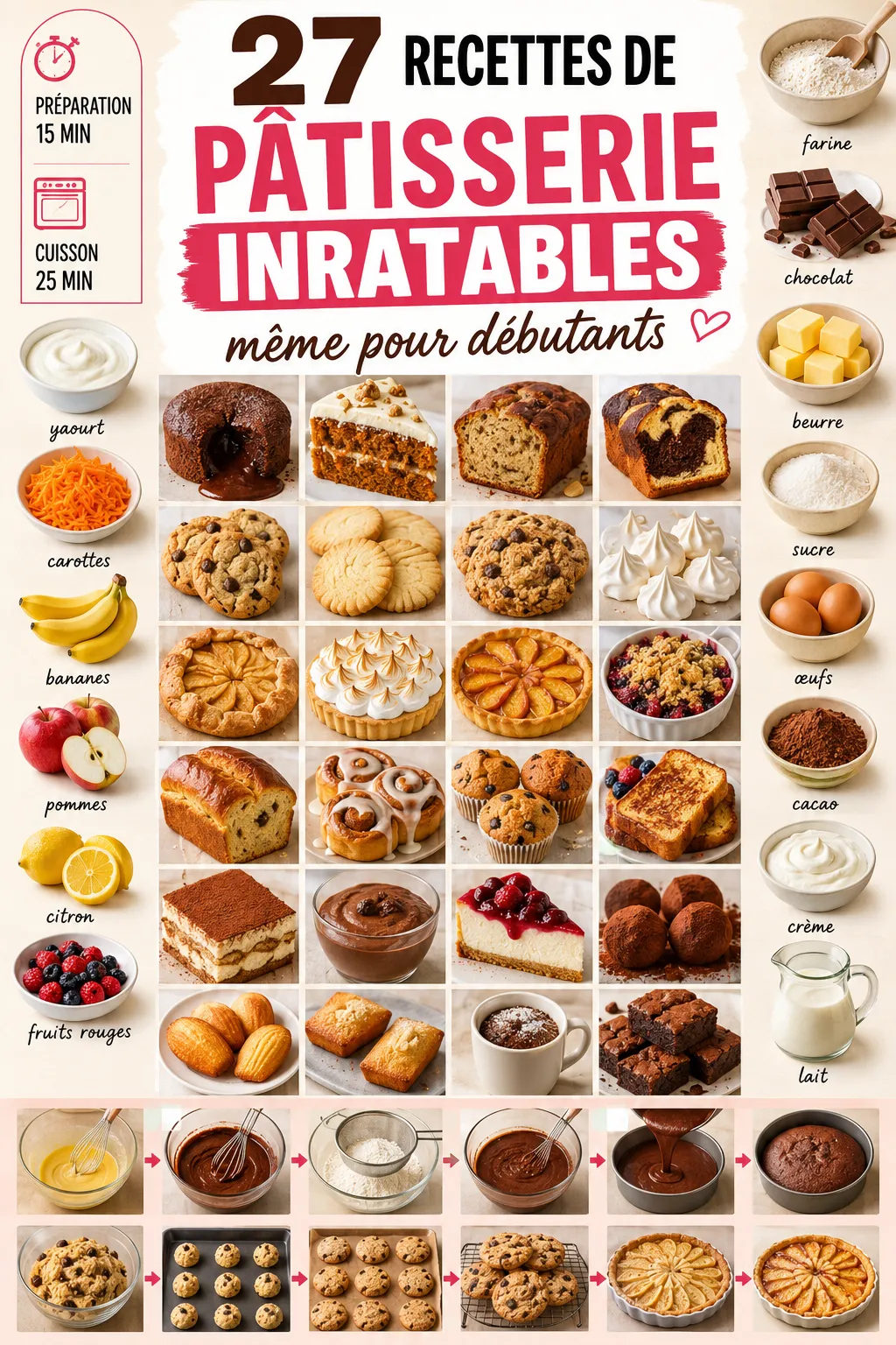 27 recettes de pâtisserie inratables même pour débutants