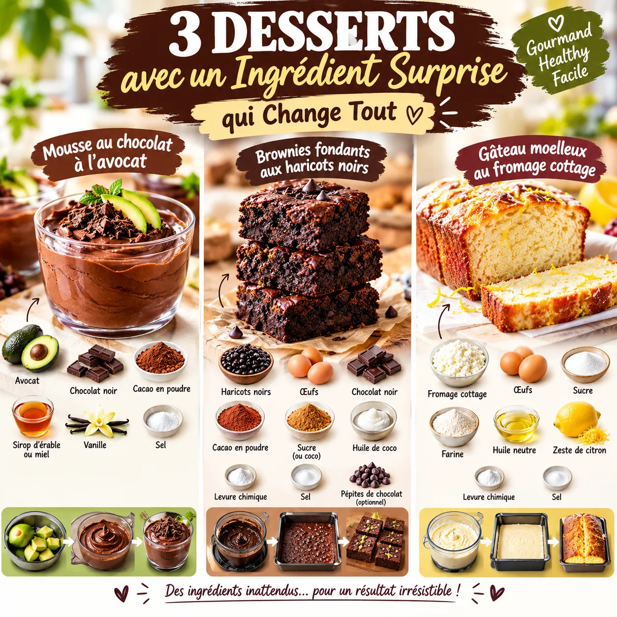 3 Desserts avec un Ingrédient Surprise qui Change Tout (Recettes Faciles)
