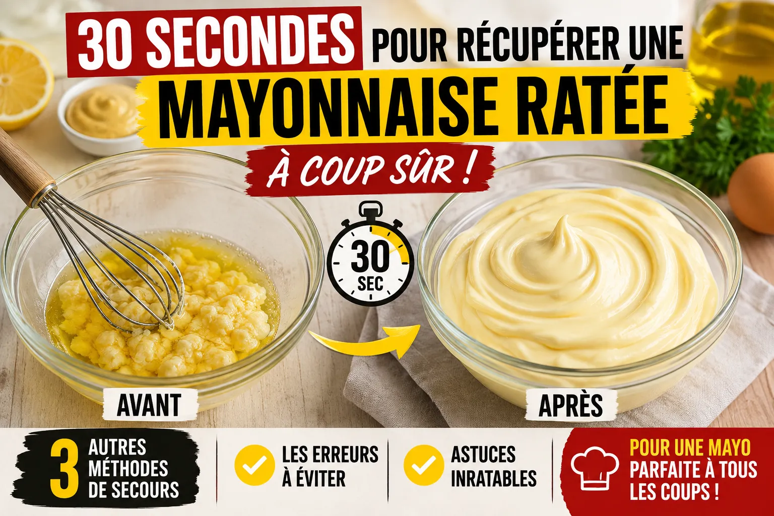30 secondes pour récupérer une sauce mayonnaise ratée à coup sûr