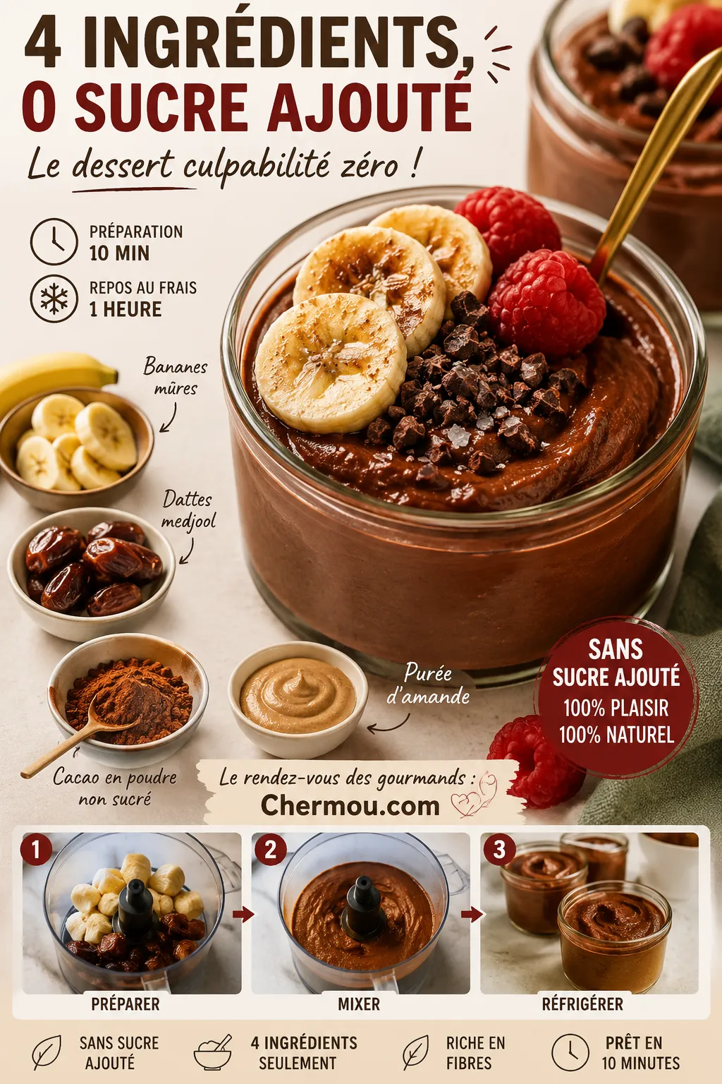 4 Ingrédients, 0 Sucre Ajouté : Le Dessert Culpabilité Zéro
