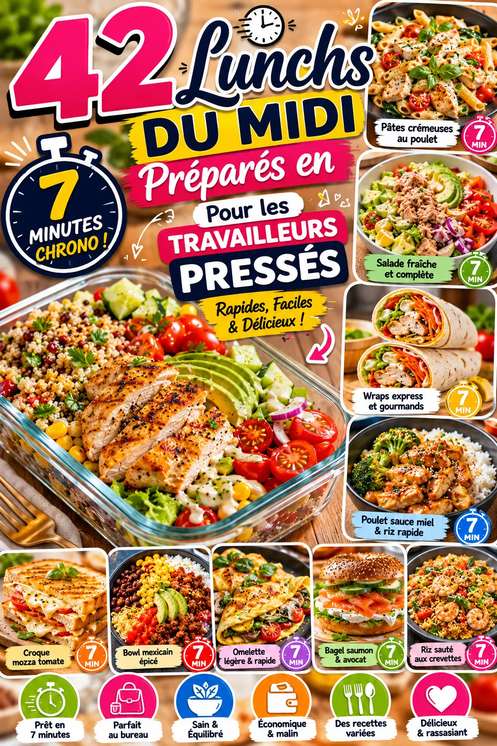 42 Lunchs Du Midi Préparés En 7 Minutes Chrono Pour Les Travailleurs Pressés