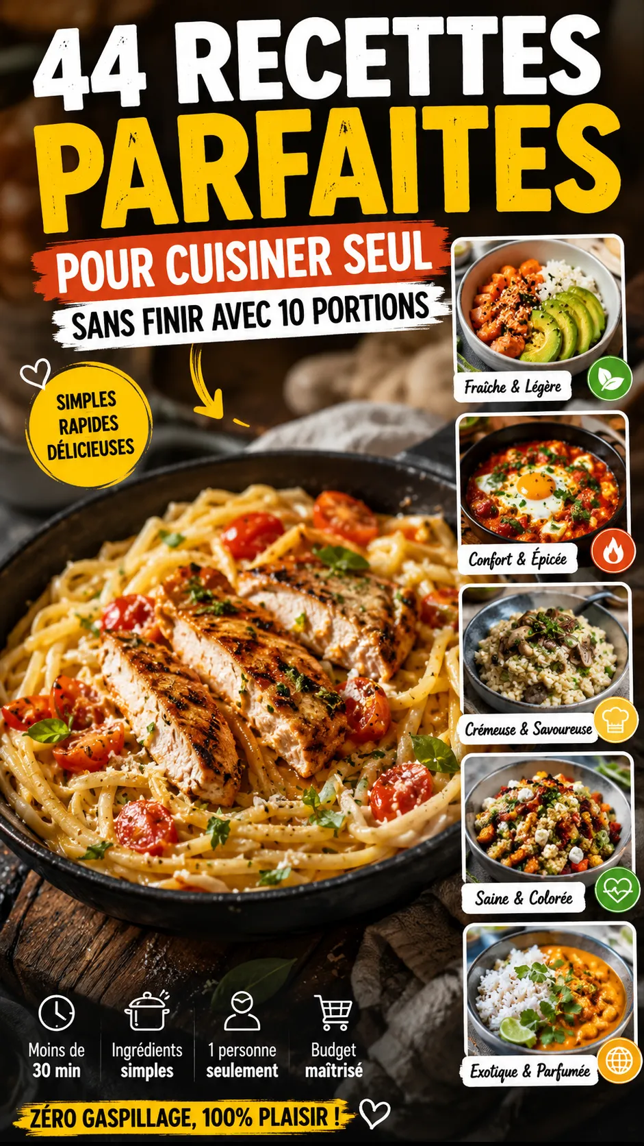 44 Recettes Parfaites Pour Cuisiner Seul Sans Finir Avec 10 Portions