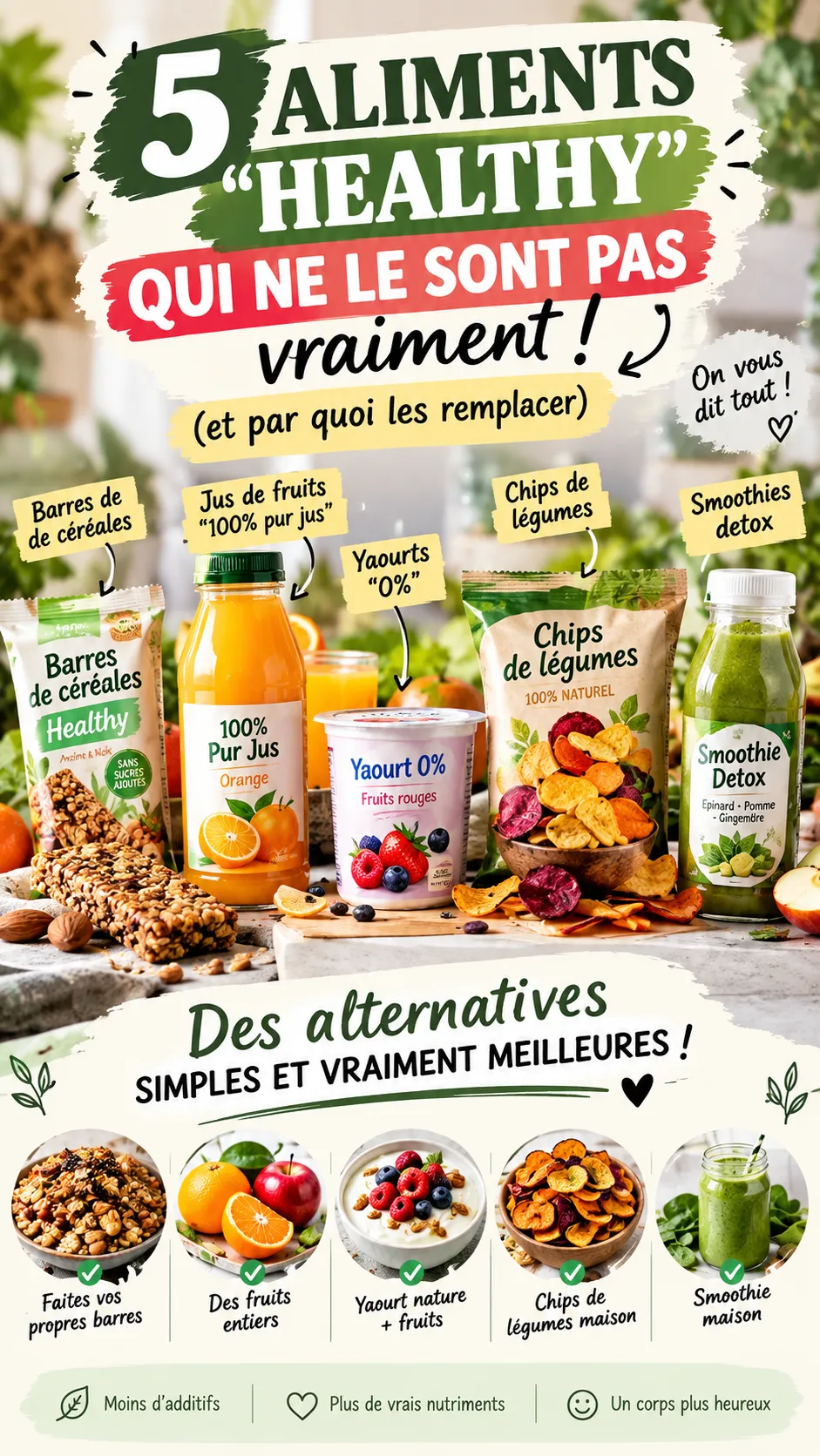 5 aliments "healthy" qui ne le sont pas vraiment (et par quoi les remplacer)