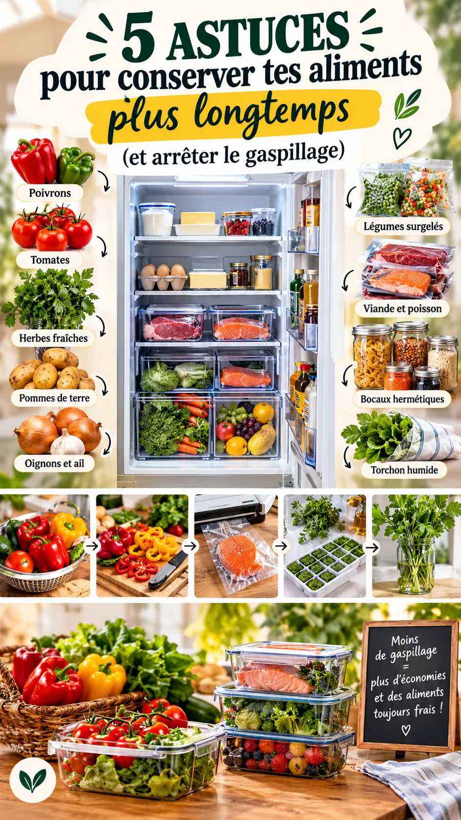 5 astuces pour conserver tes aliments plus longtemps (et arrêter le gaspillage)