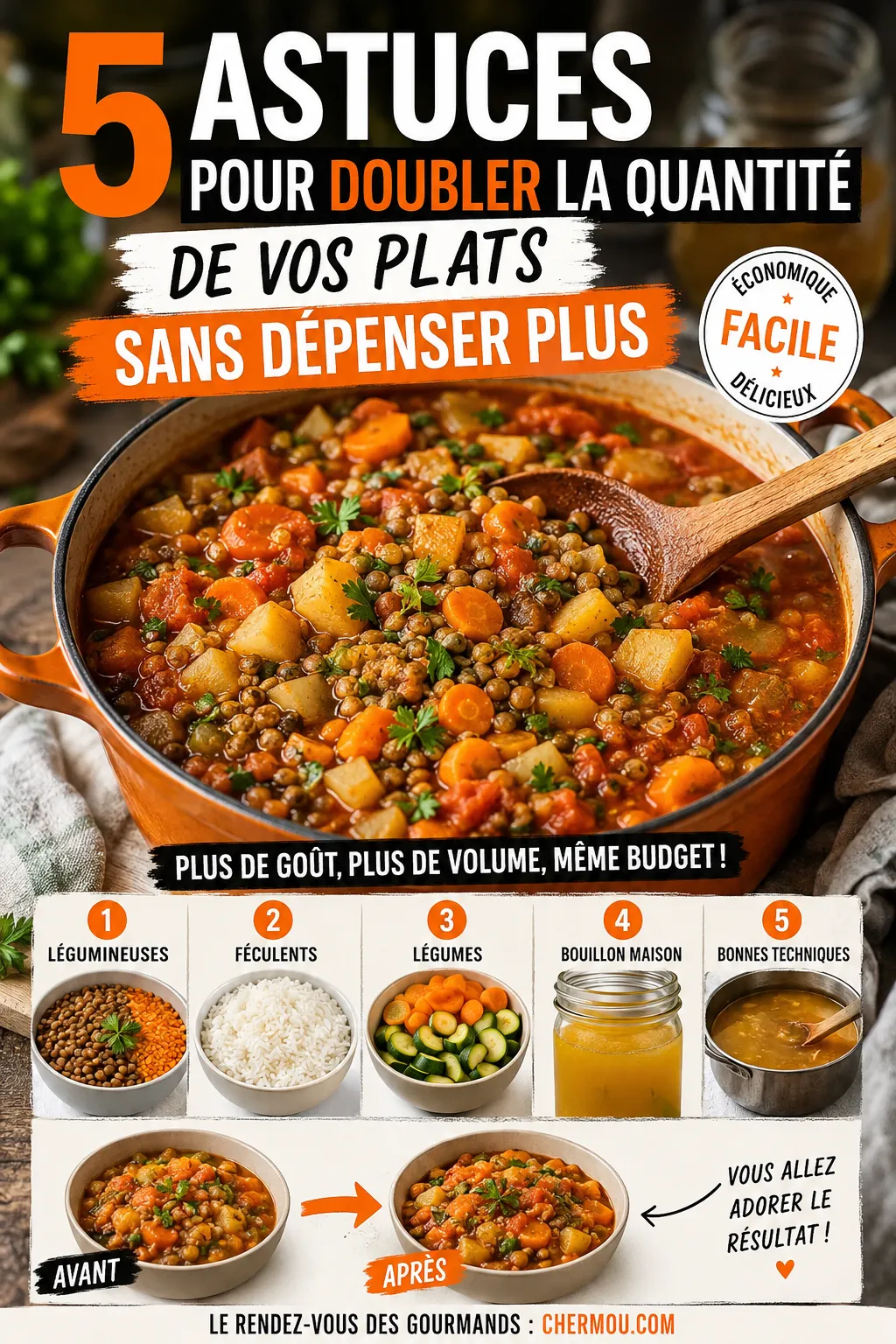 5 Astuces pour Doubler la Quantité de Vos Plats Sans Dépenser Plus