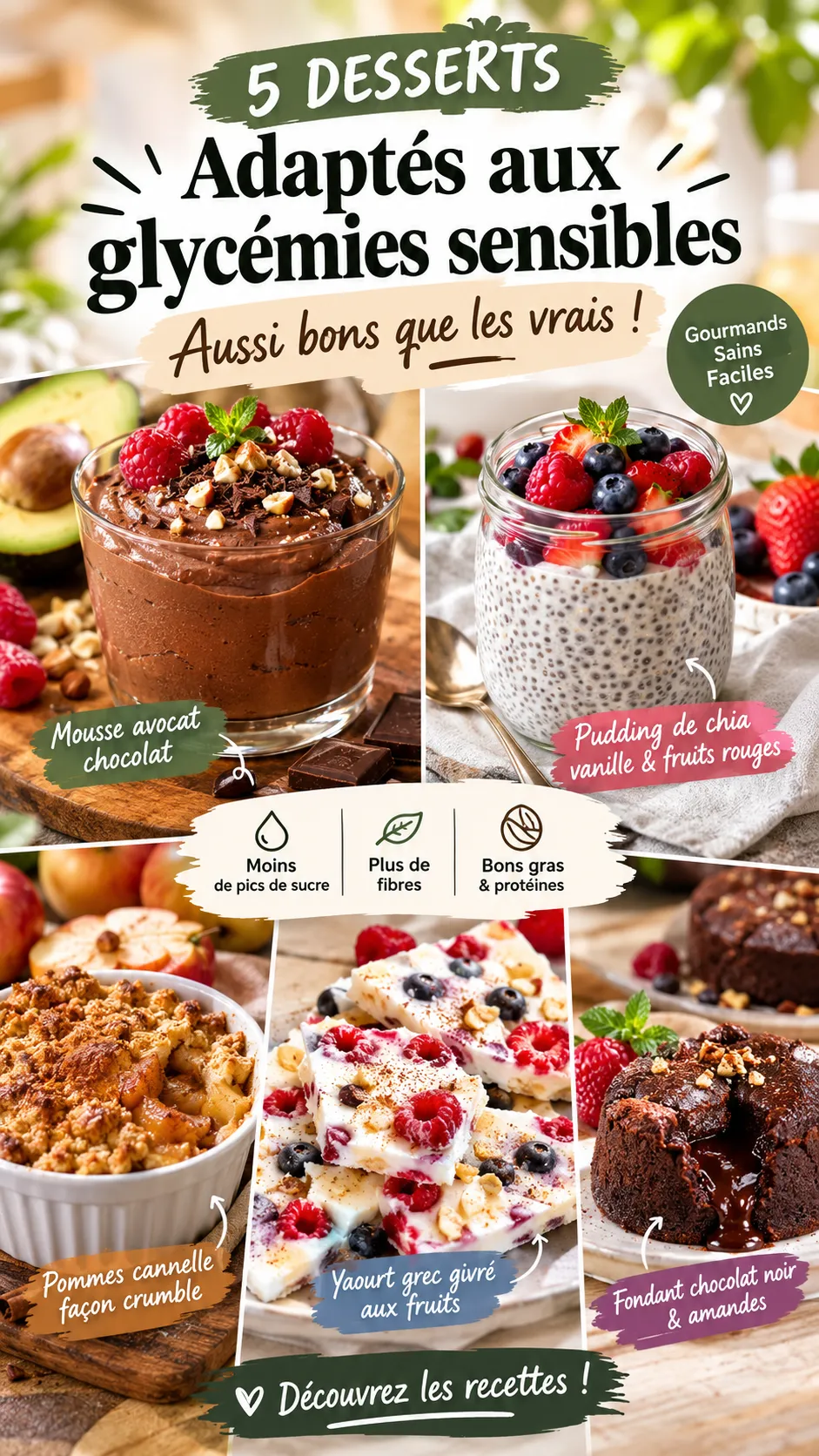 5 desserts adaptés aux glycémies sensibles, aussi bons que les vrais