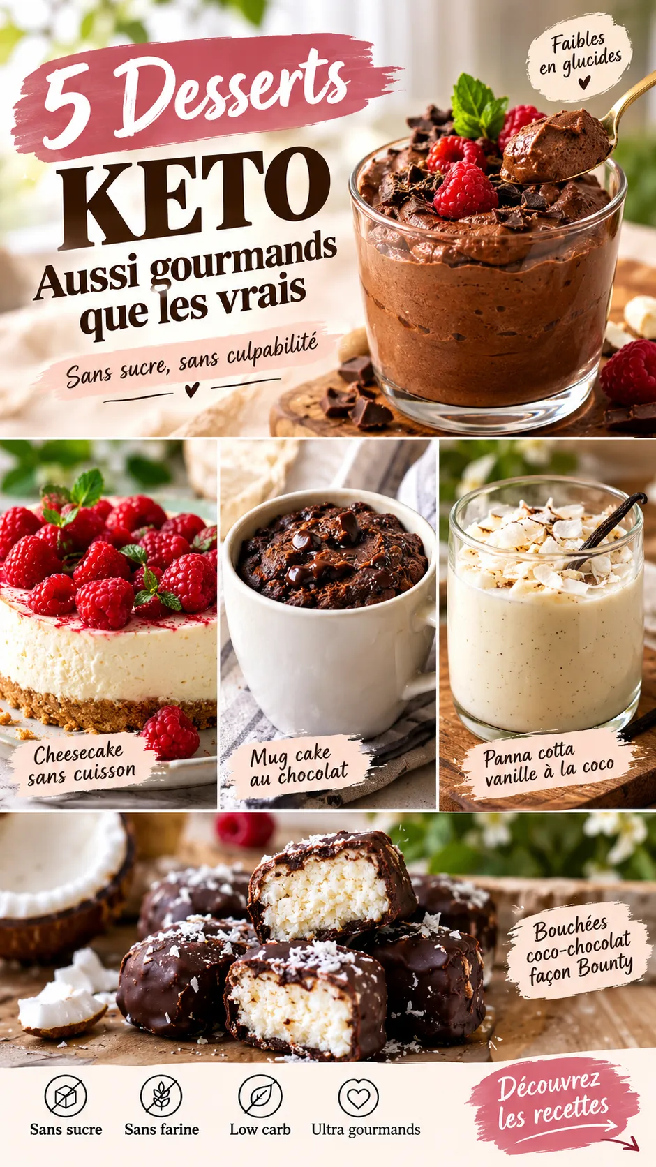 5 desserts keto aussi gourmands que les vrais (sans sucre, sans culpabilité)