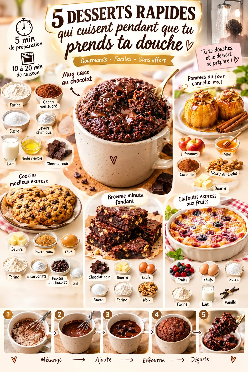 5 desserts qui cuisent pendant que tu prends ta douche (et qui sauvent tes soirées)