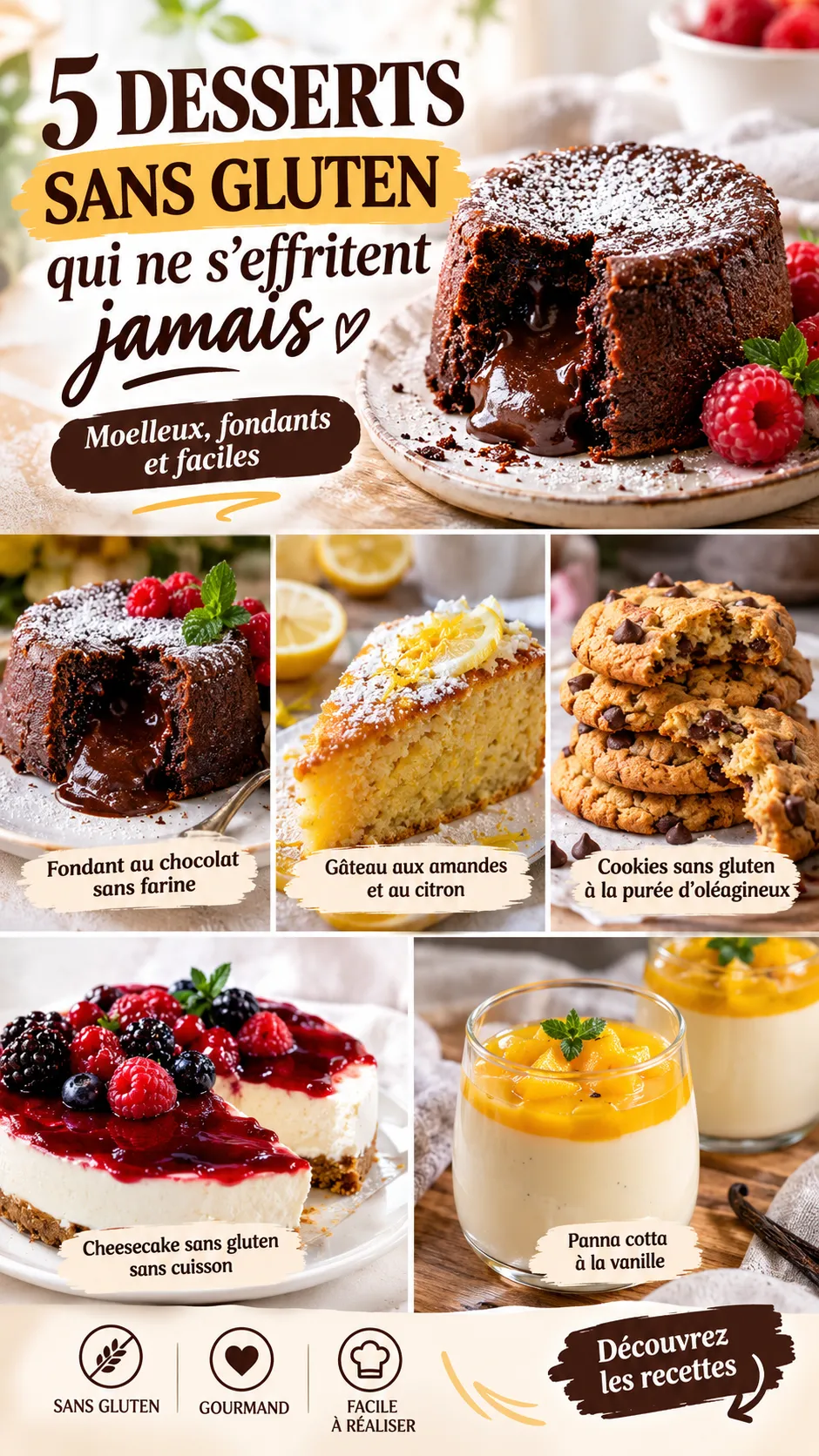 5 desserts sans gluten qui ne s'effritent jamais — moelleux, fondants et faciles