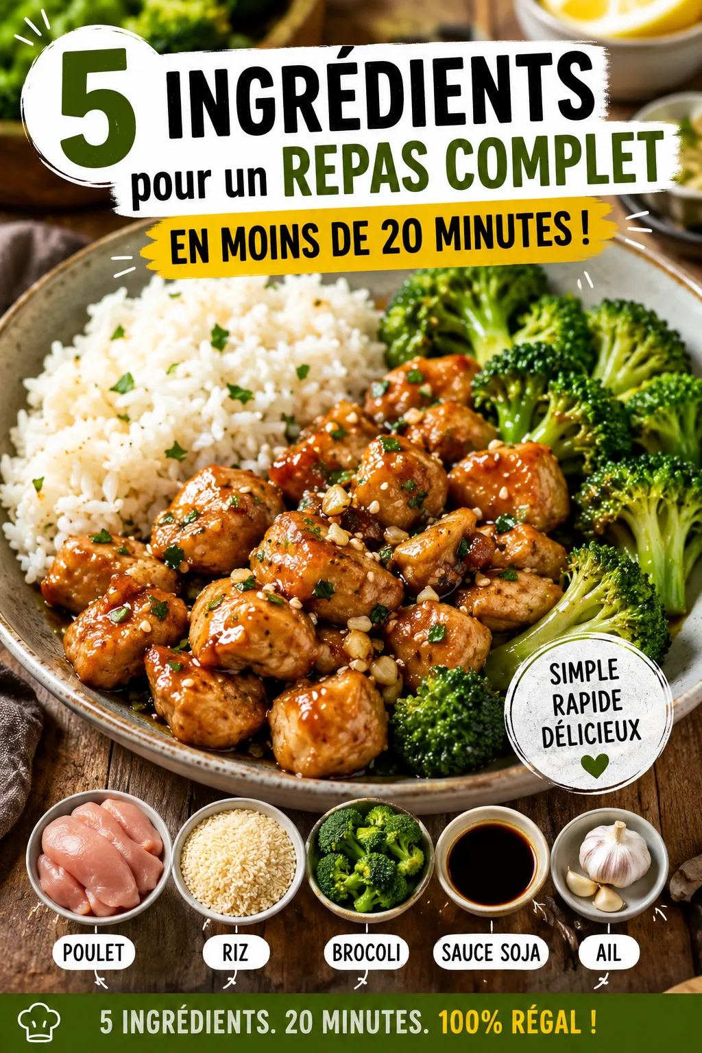 5 Ingrédients pour un Repas Complet en Moins de 20 Minutes