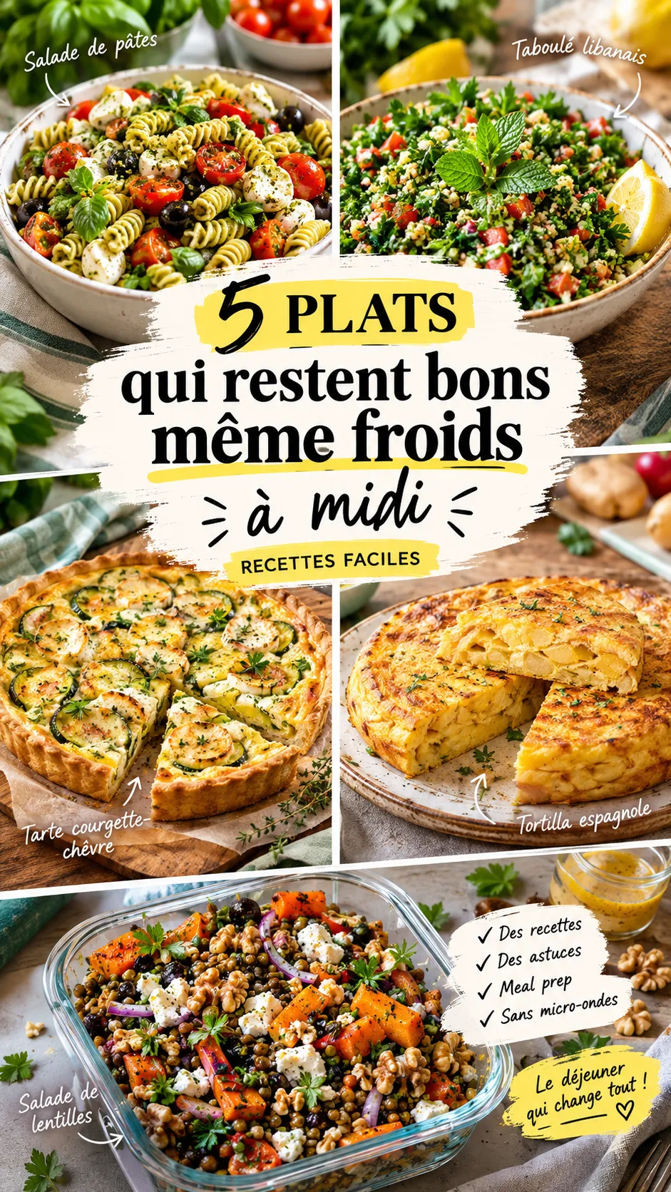 5 plats qui restent bons même froids à midi (recettes faciles)