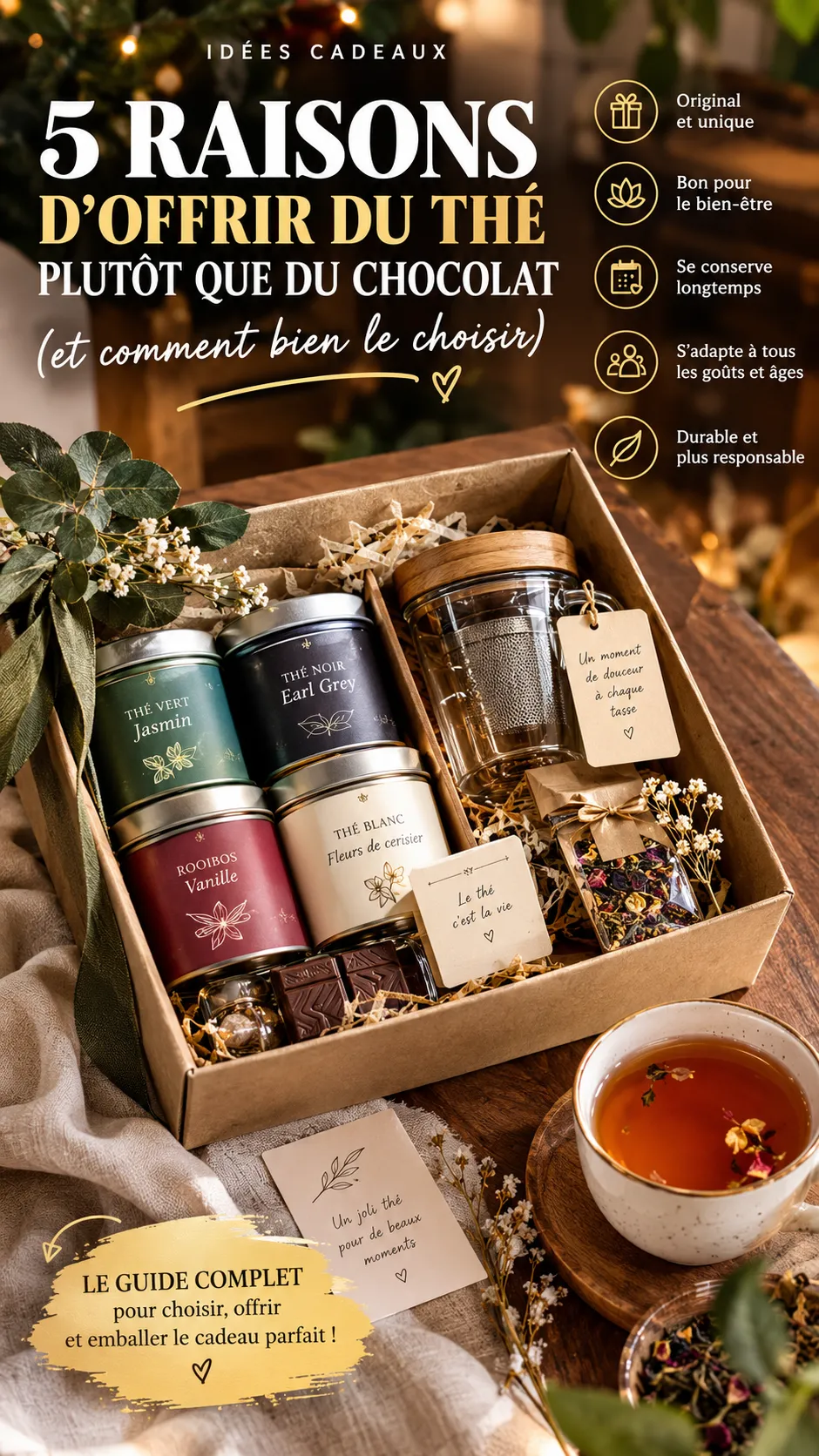 5 raisons d'offrir du thé plutôt que du chocolat (guide complet)