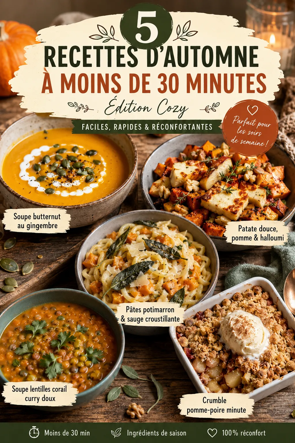 5 Recettes d'Automne à Moins de 30 Minutes (Édition Cozy) – Faciles et Réconfortantes