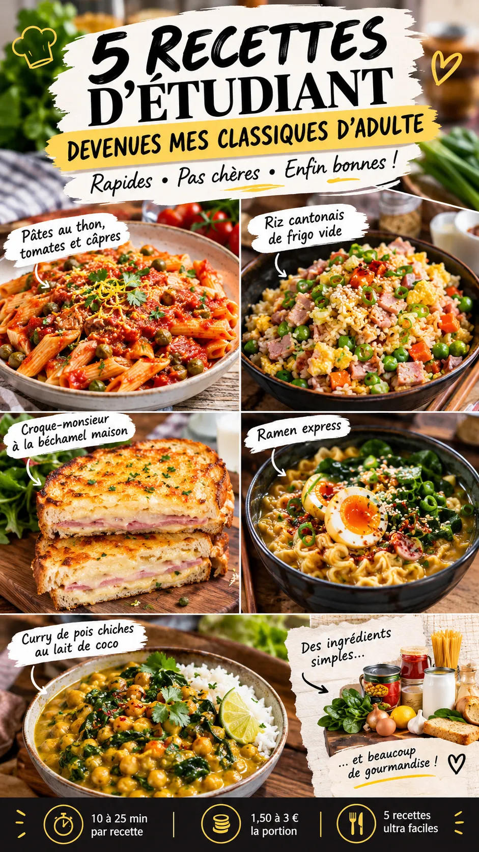 5 recettes d'étudiant devenues mes classiques d'adulte (rapides, pas chères, enfin bonnes)