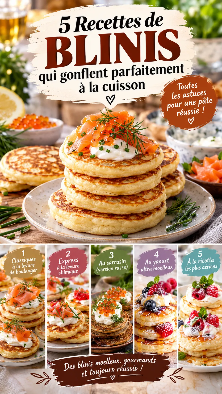 5 recettes de blinis qui gonflent parfaitement à la cuisson