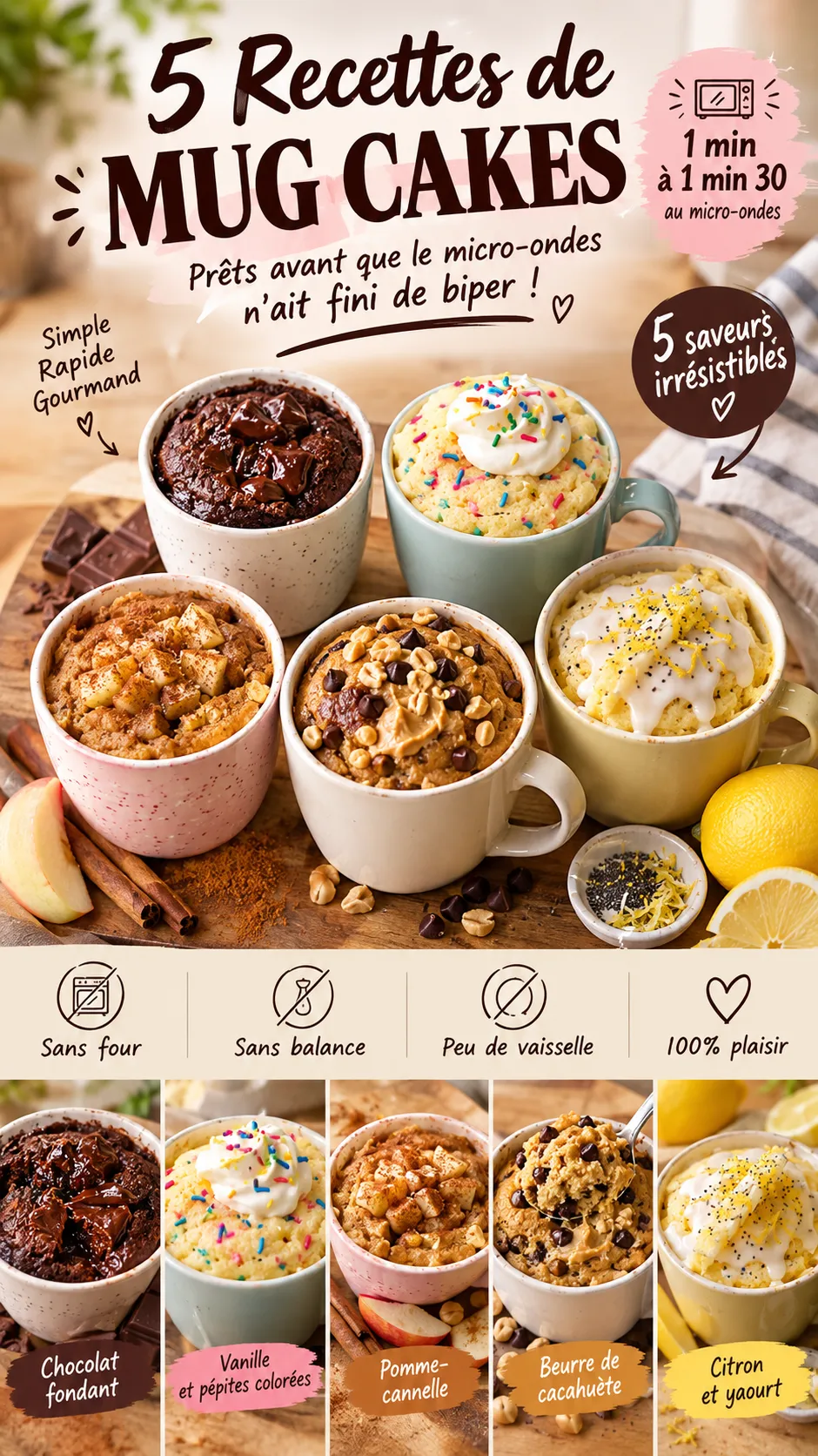 5 recettes de mug cakes prêts avant que le micro-ondes n'ait fini de biper