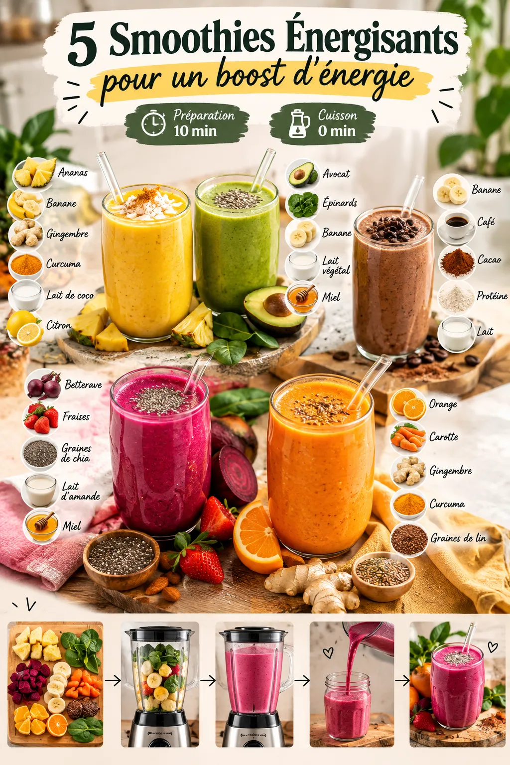 5 recettes de smoothies pour un boost d'énergie (que je refais sans arrêt)