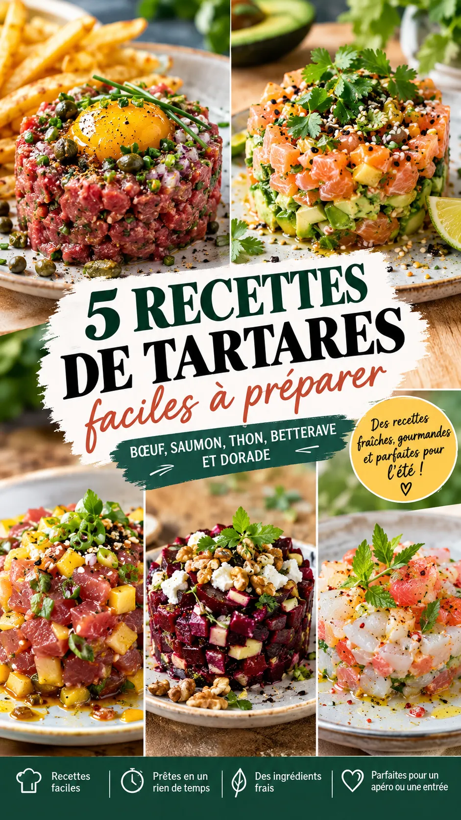 5 recettes de tartares faciles à préparer — bœuf, saumon, thon, betterave et dorade