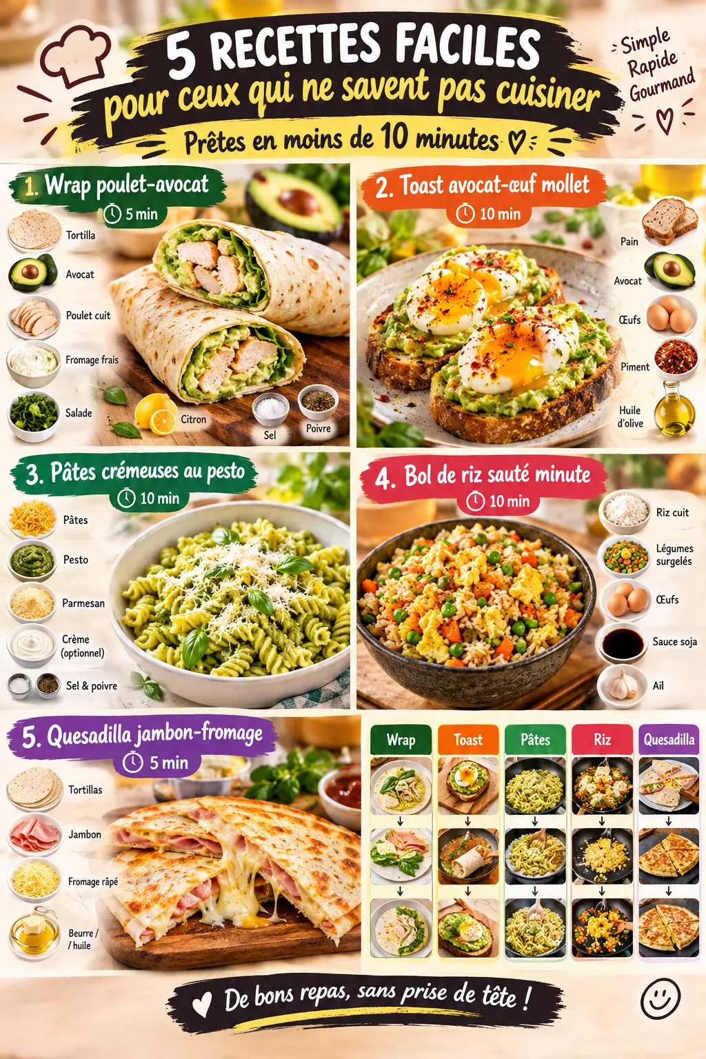 5 recettes faciles pour ceux qui ne savent pas cuisiner (prêtes en moins de 10 minutes)