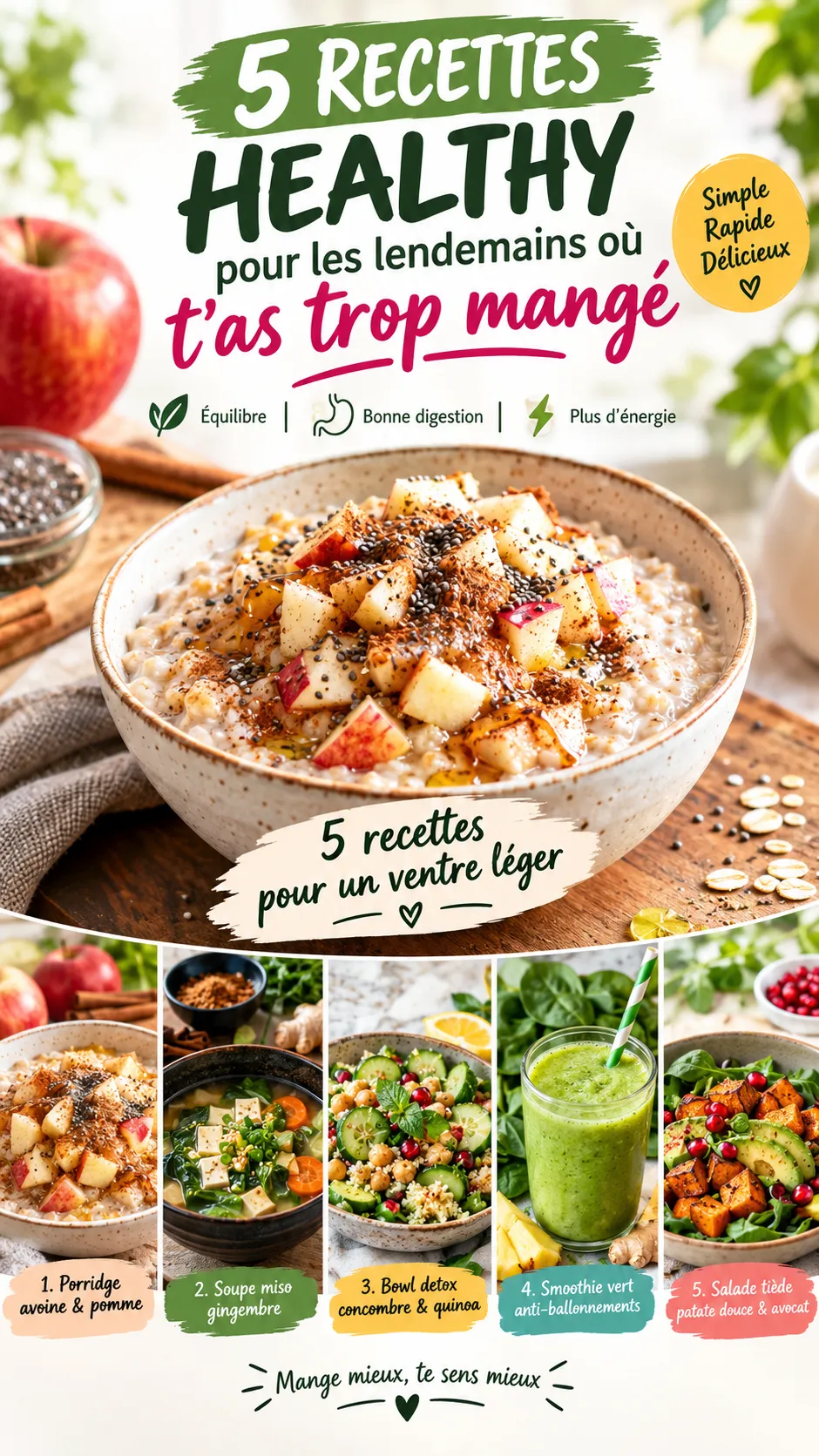 5 recettes healthy pour les lendemains où t'as trop mangé