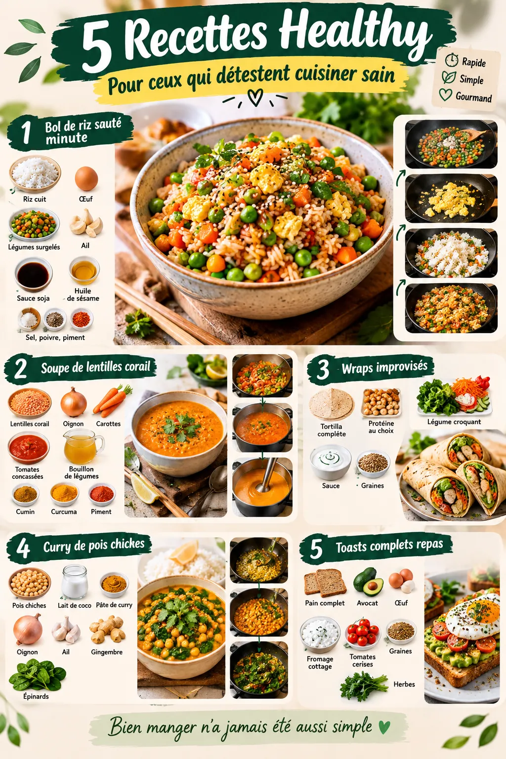 5 recettes healthy pour ceux qui détestent cuisiner sain