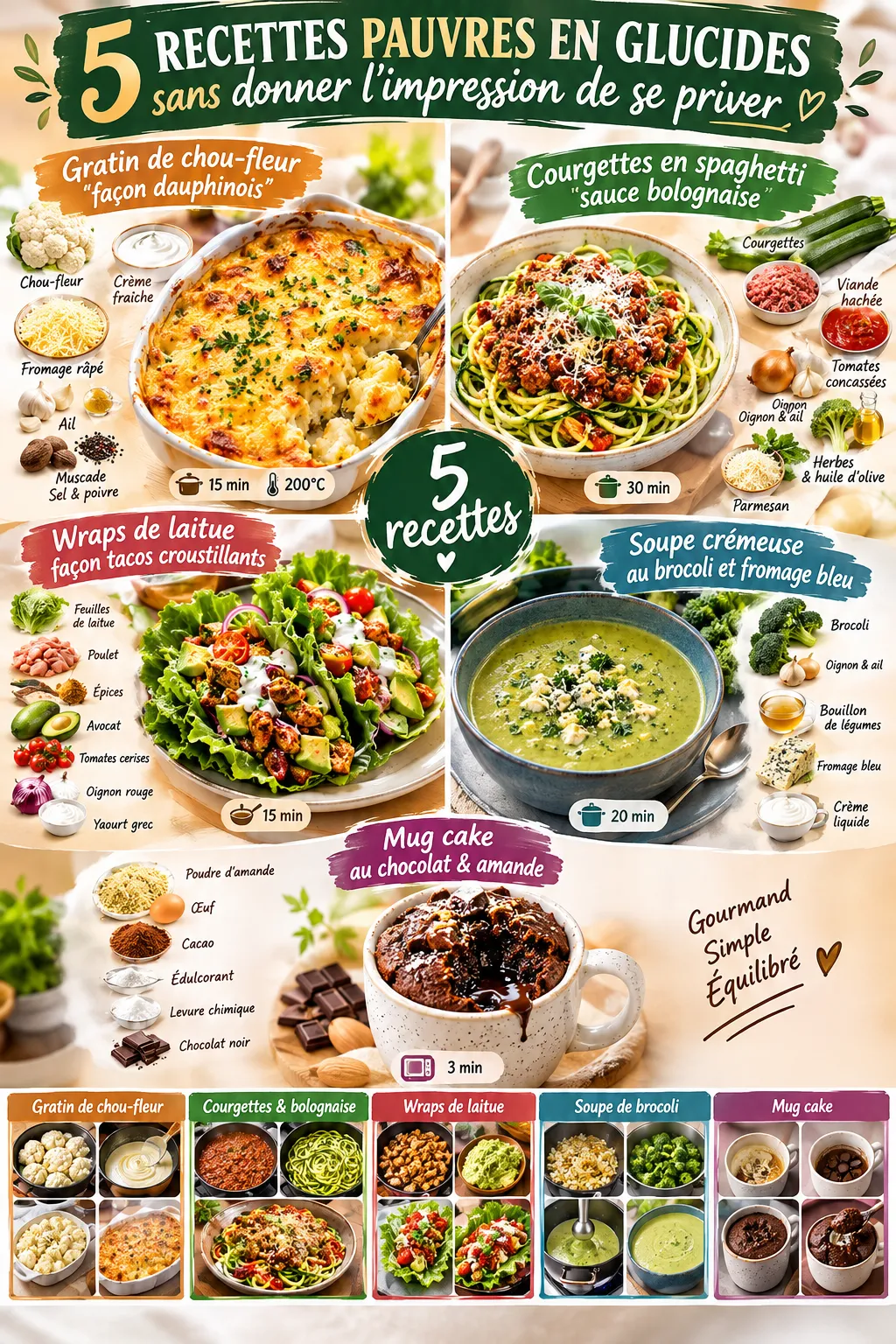 5 recettes pauvres en glucides sans donner l'impression de se priver