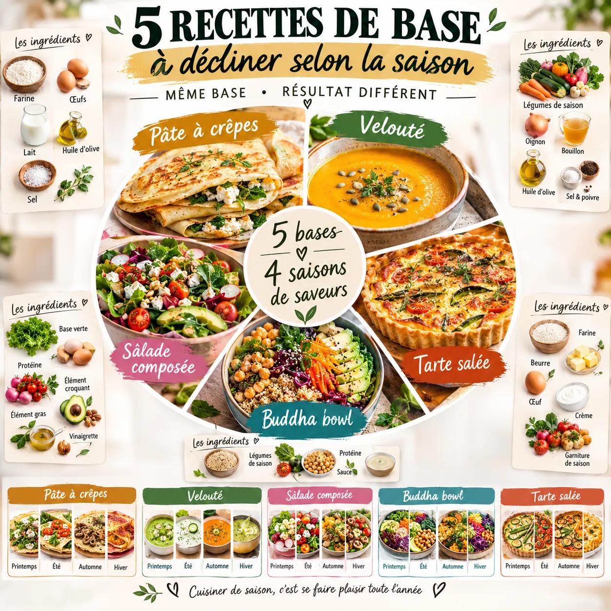5 recettes qui changent totalement selon la saison (même base, résultat différent)