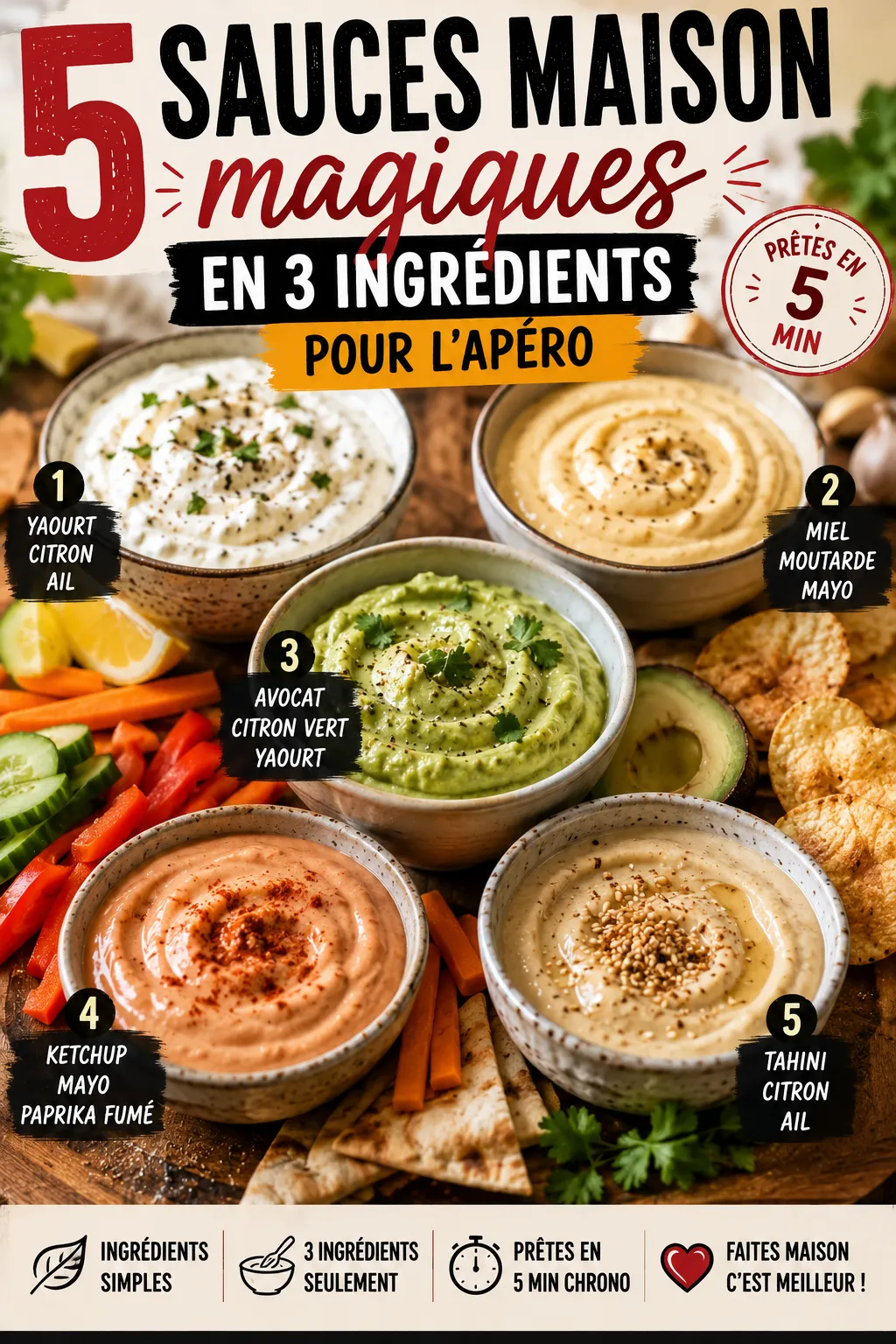 5 Sauces Maison Magiques En 3 Ingrédients Pour L'Apéro