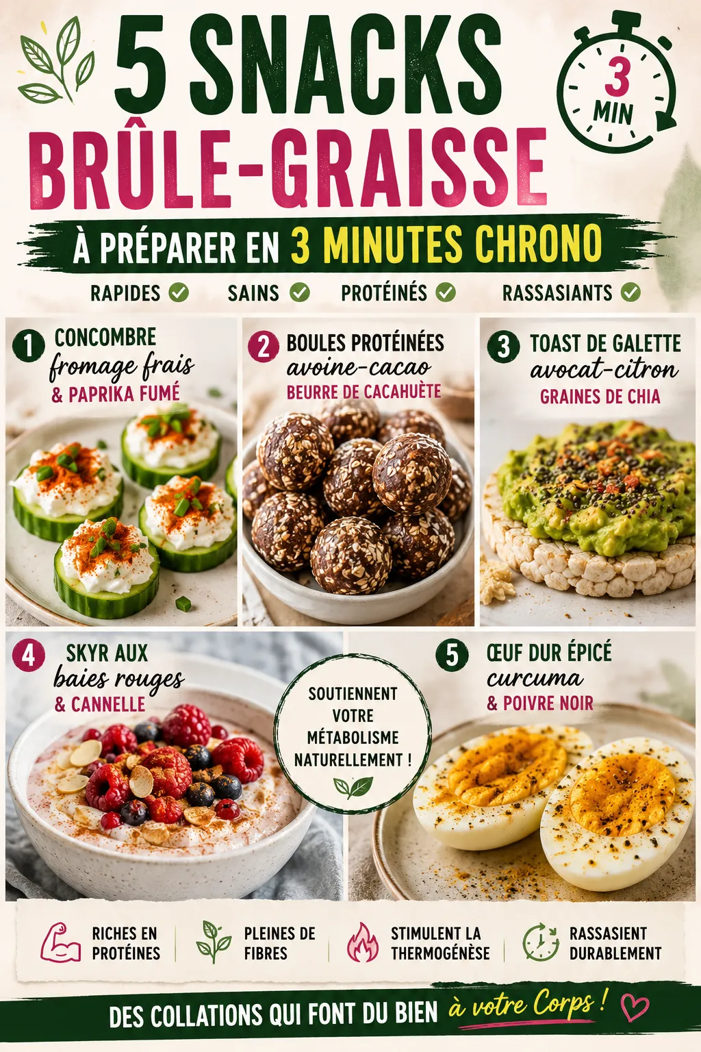 5 Snacks Brûle-Graisse À Préparer En 3 Minutes Chrono